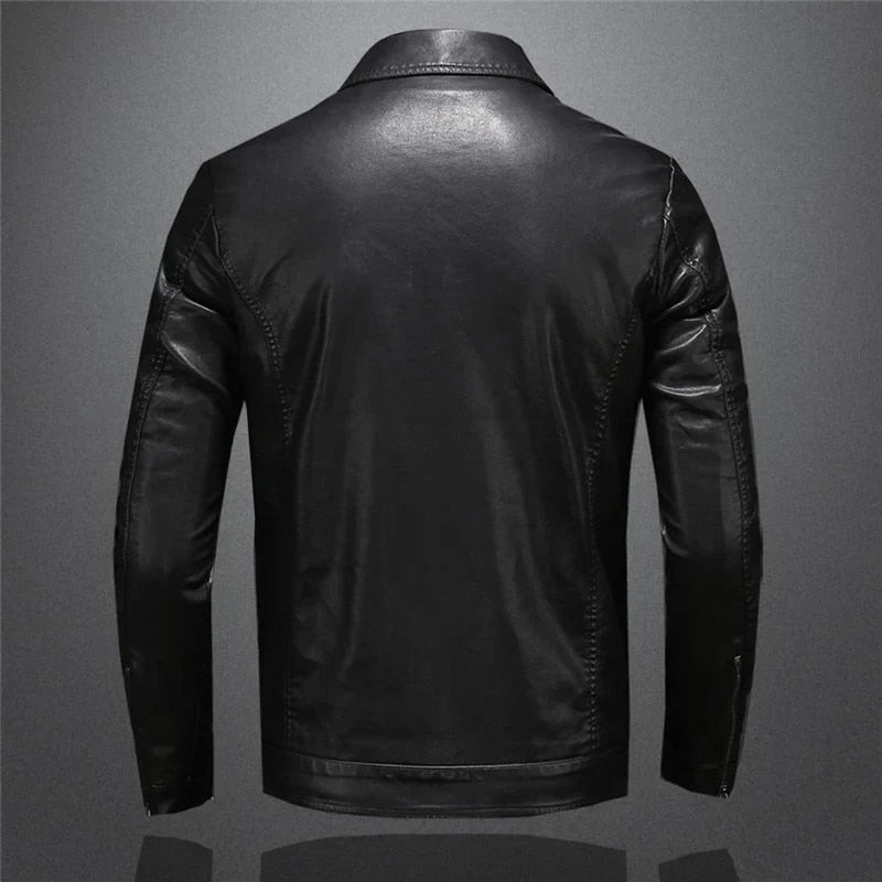 Men’s Black Coated Textile Zip Jacket with Structured Panel