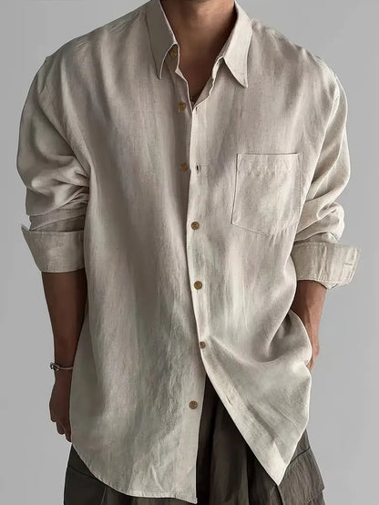 Relaxed Long Sleeve Button Up Shirt for Men