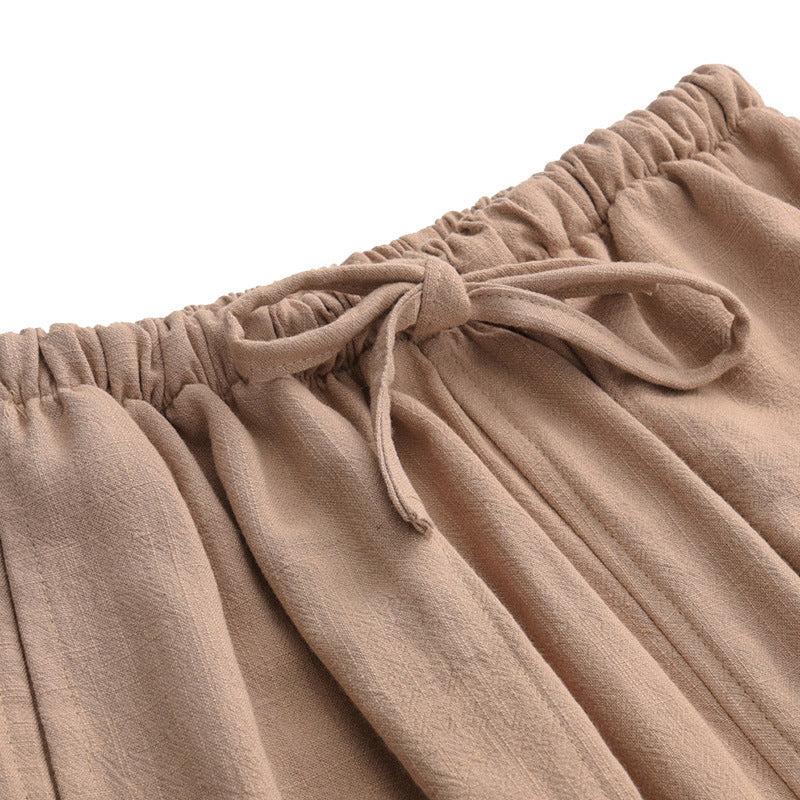 Men’s Khaki Straight Leg Drawstring Pants