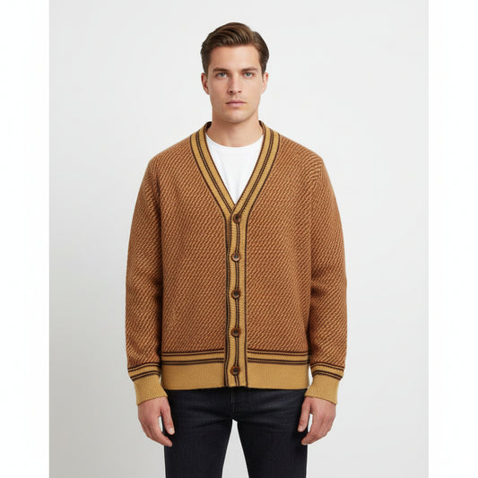 Retro Knit Chevron Cardigan – Button Front Sweater