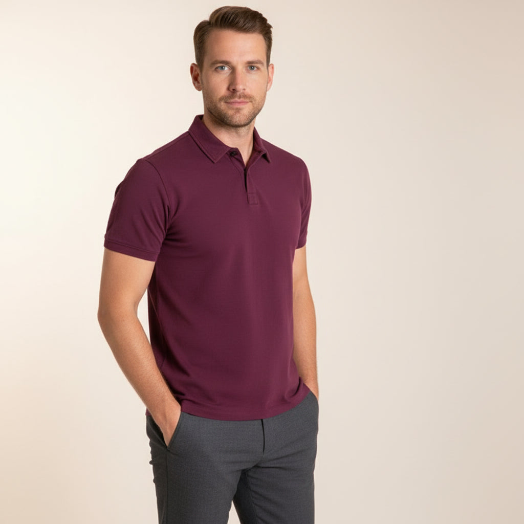 Refined Burgundy Short Sleeve Polo