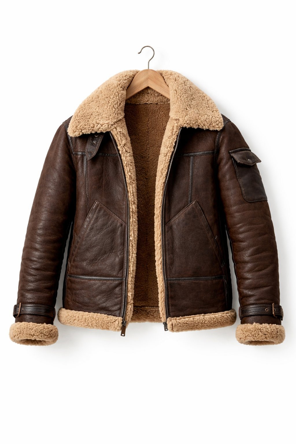 Men’s Aviator Style Jacket with Lined Collar for Cold Weather