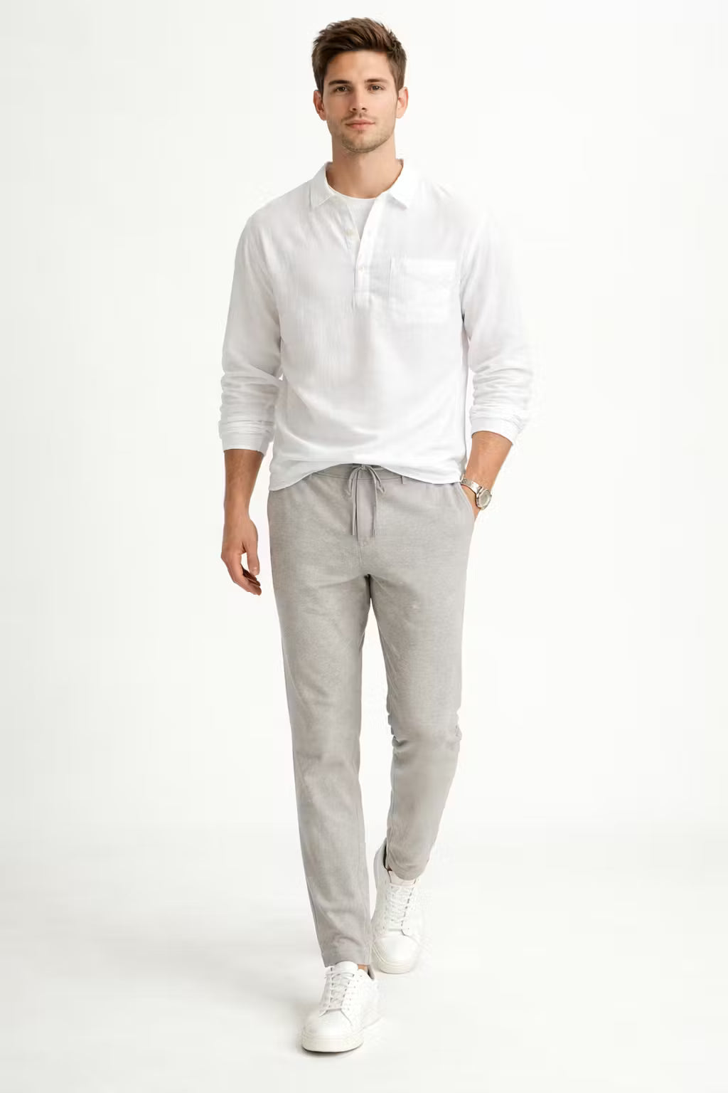 Men’s Cotton Home Long Sleeve Pullover Shirt