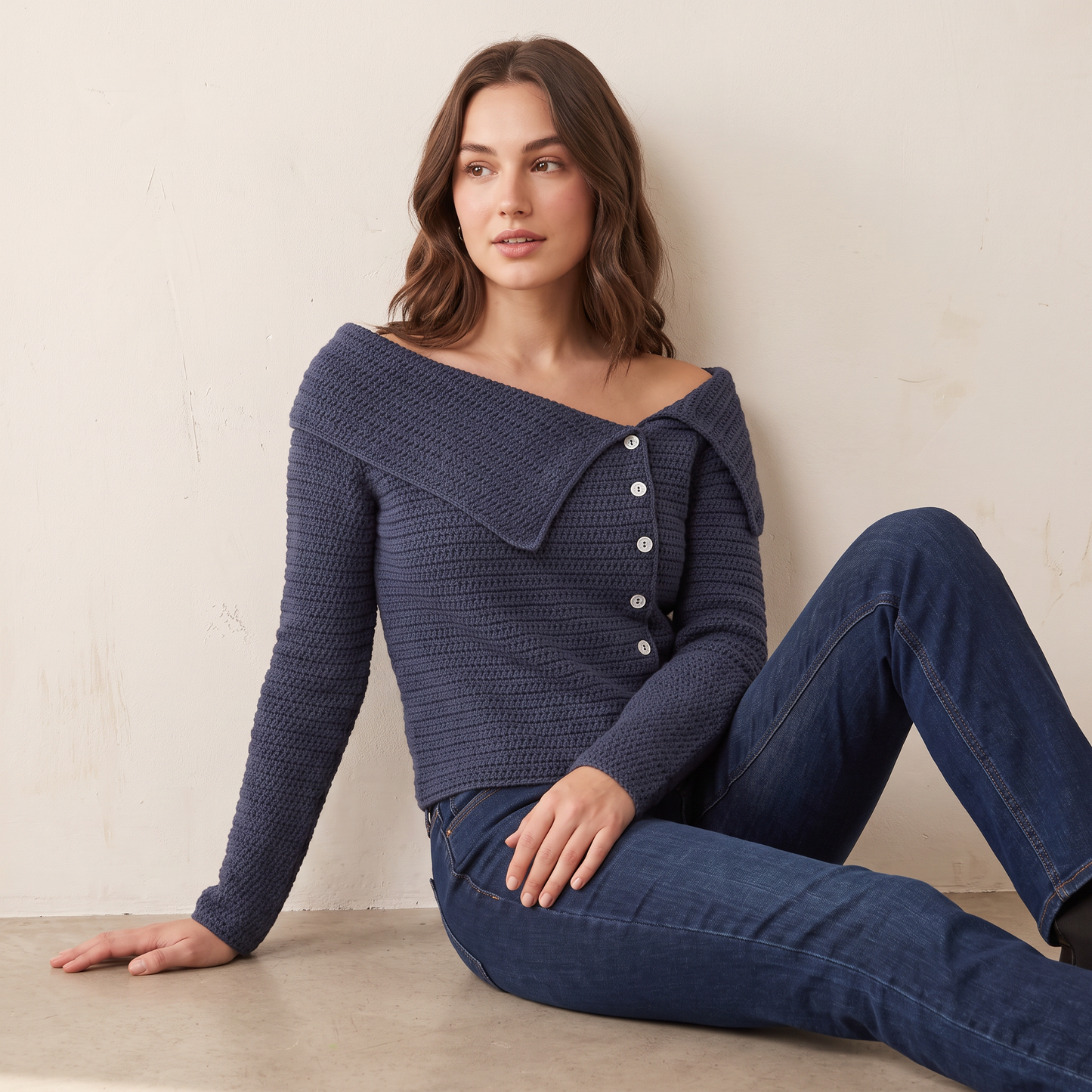 Mirelle gebreid vest met omslagkraag