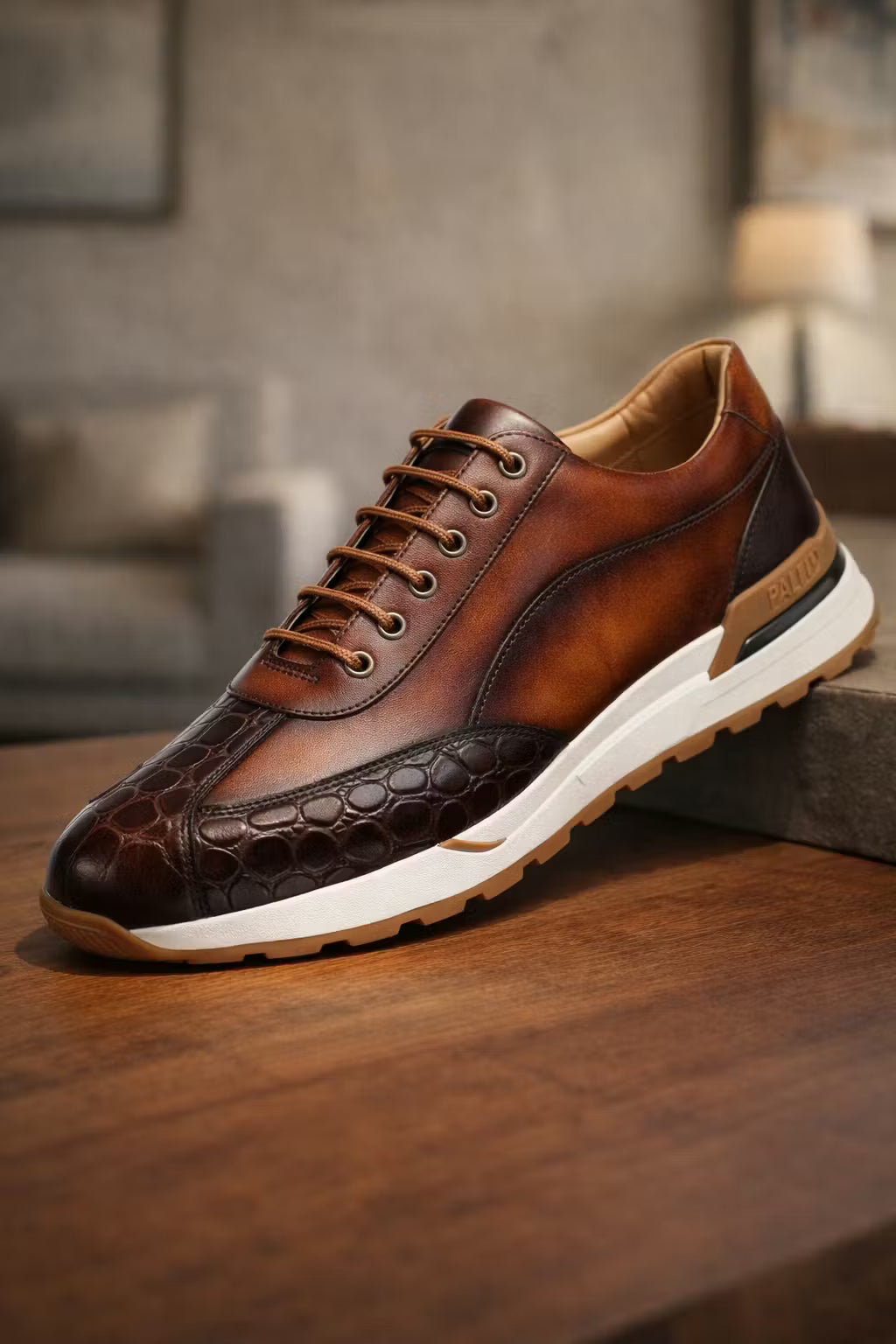 Croc Panel Hybrid Lace-Up Sneakers