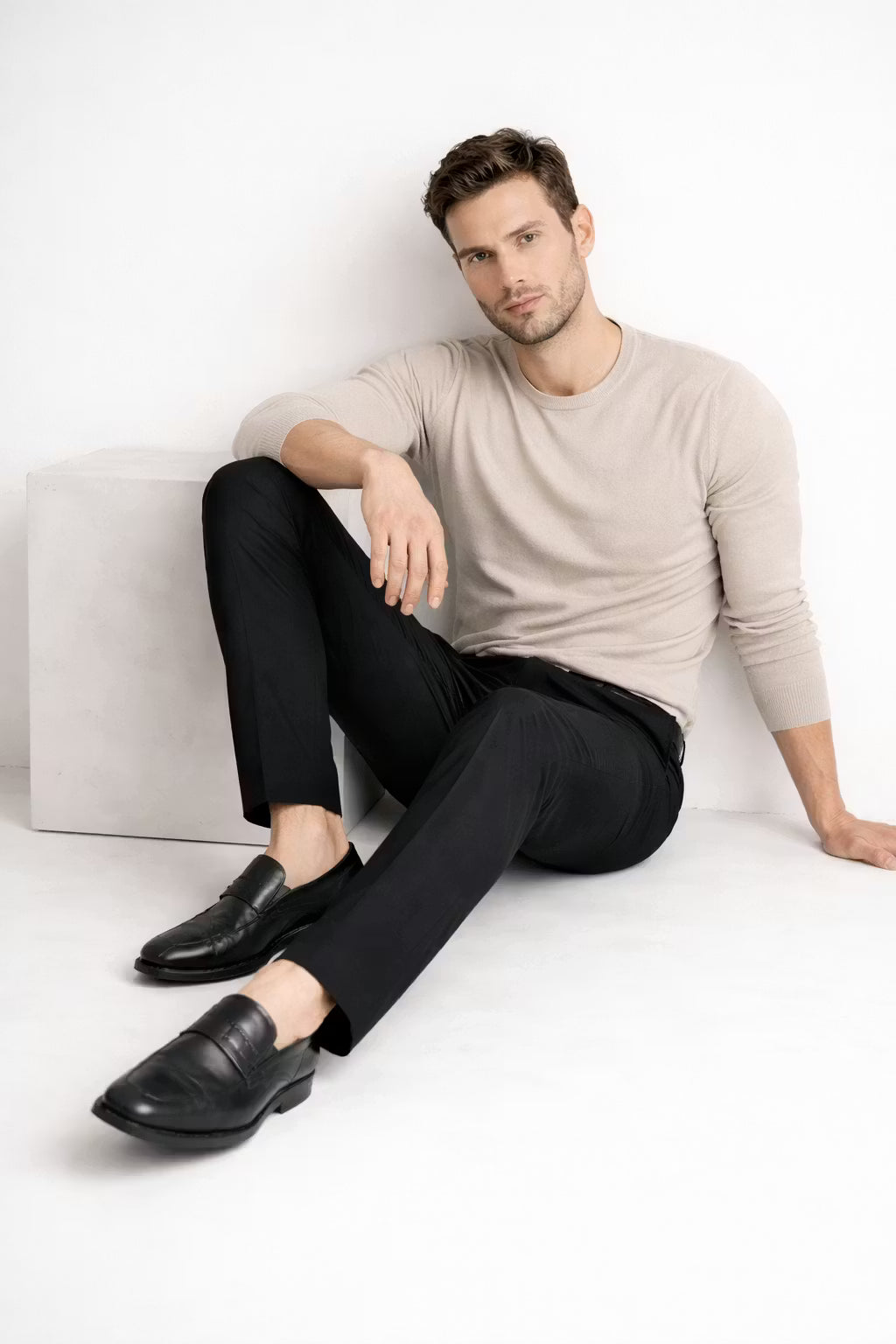 Tailored Straight-Leg Dress Trousers