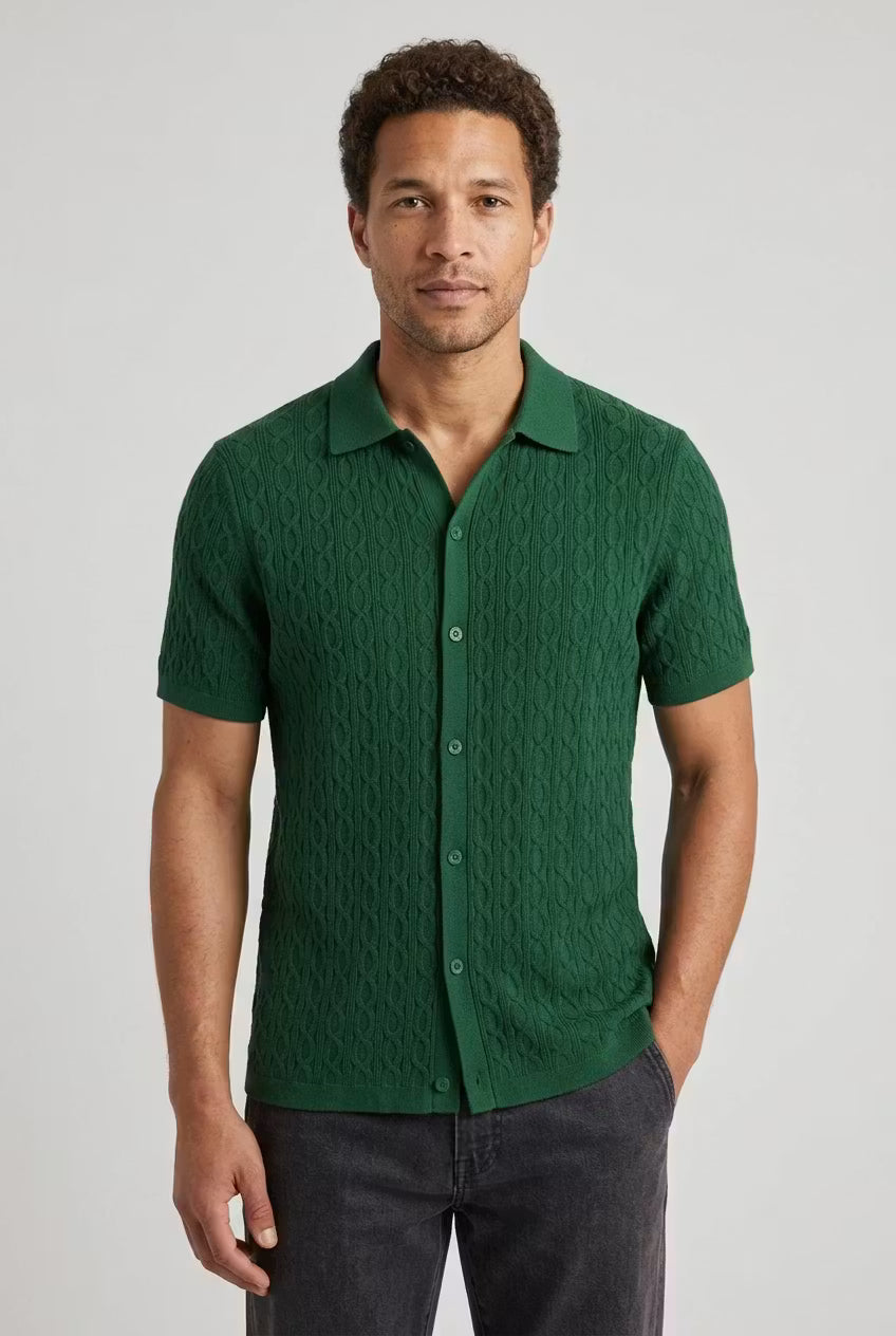 Men’s Cable Knit Short Sleeve Shirt