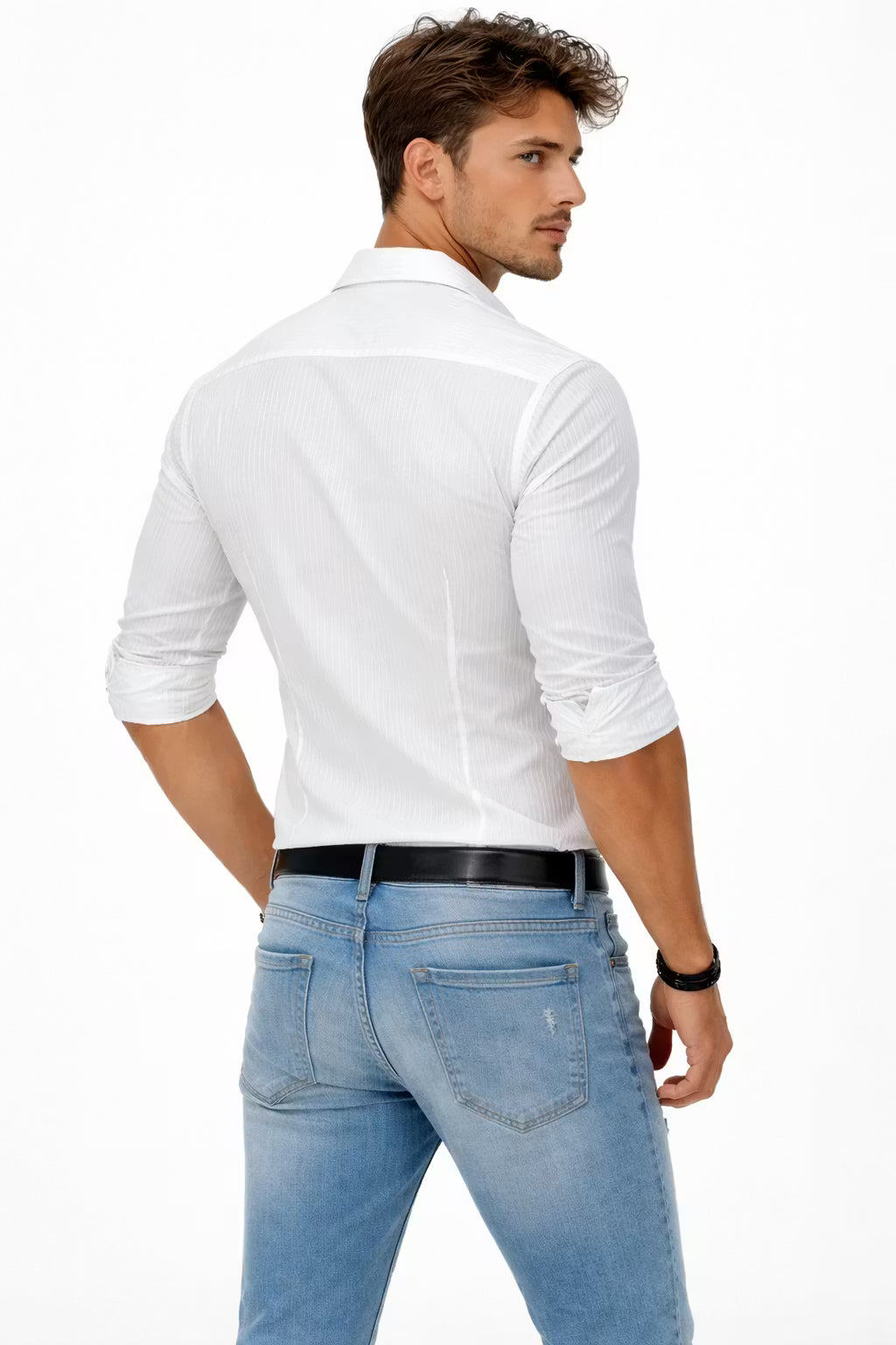 Textured Rib Dress Button Shirt