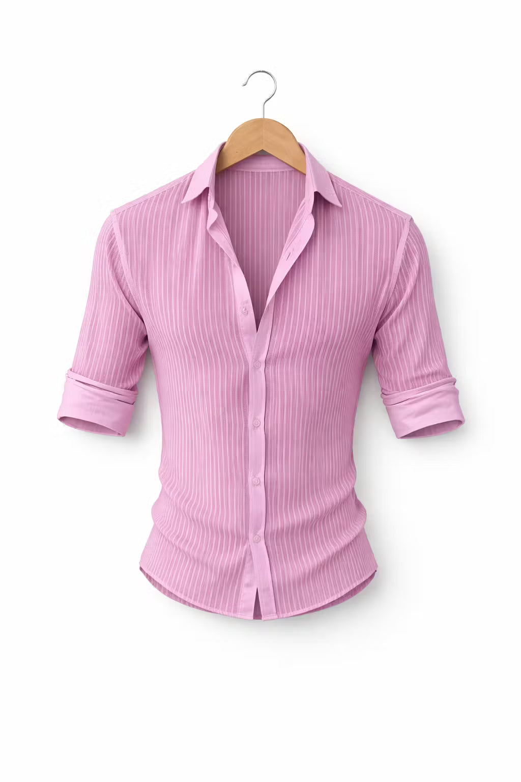 Textured Rib Dress Button Shirt