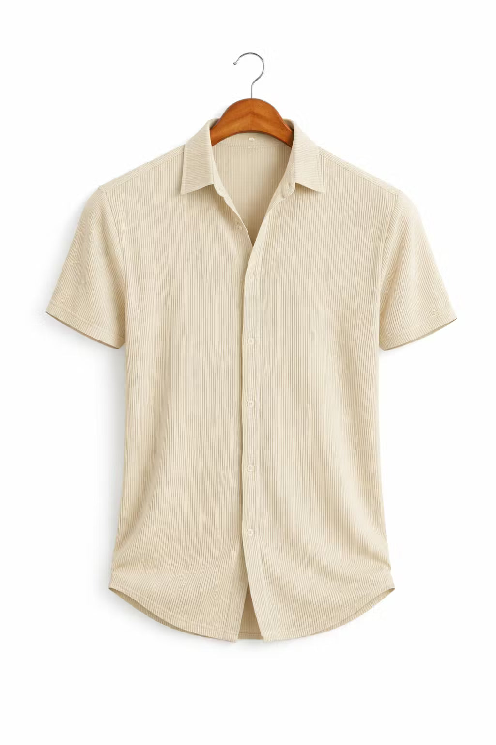Vertical Textured Short Sleeve Button Shirt
