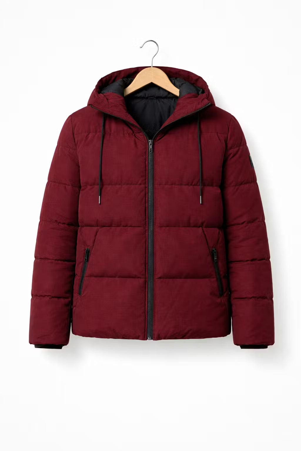 Men’s Hooded Quilted Jacket With Padded Panels