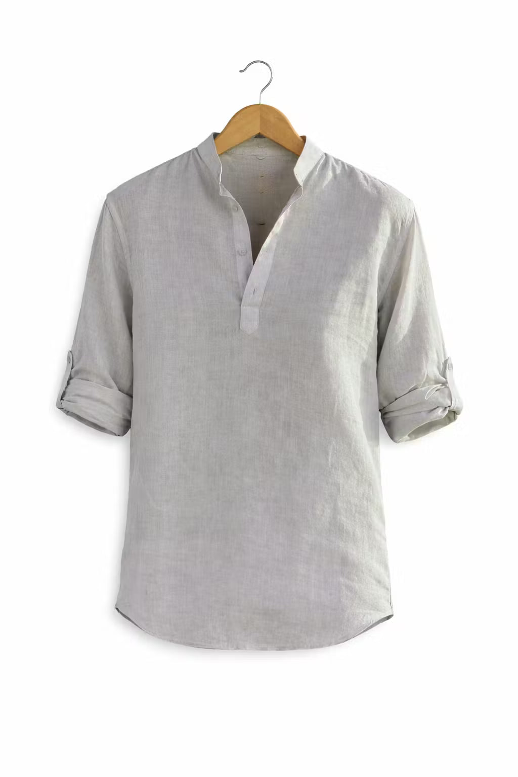 Textured Linen-Blend Half Placket Shirt