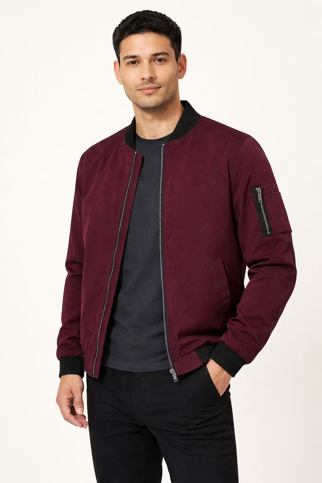 Structured Zip Bomber Jacket