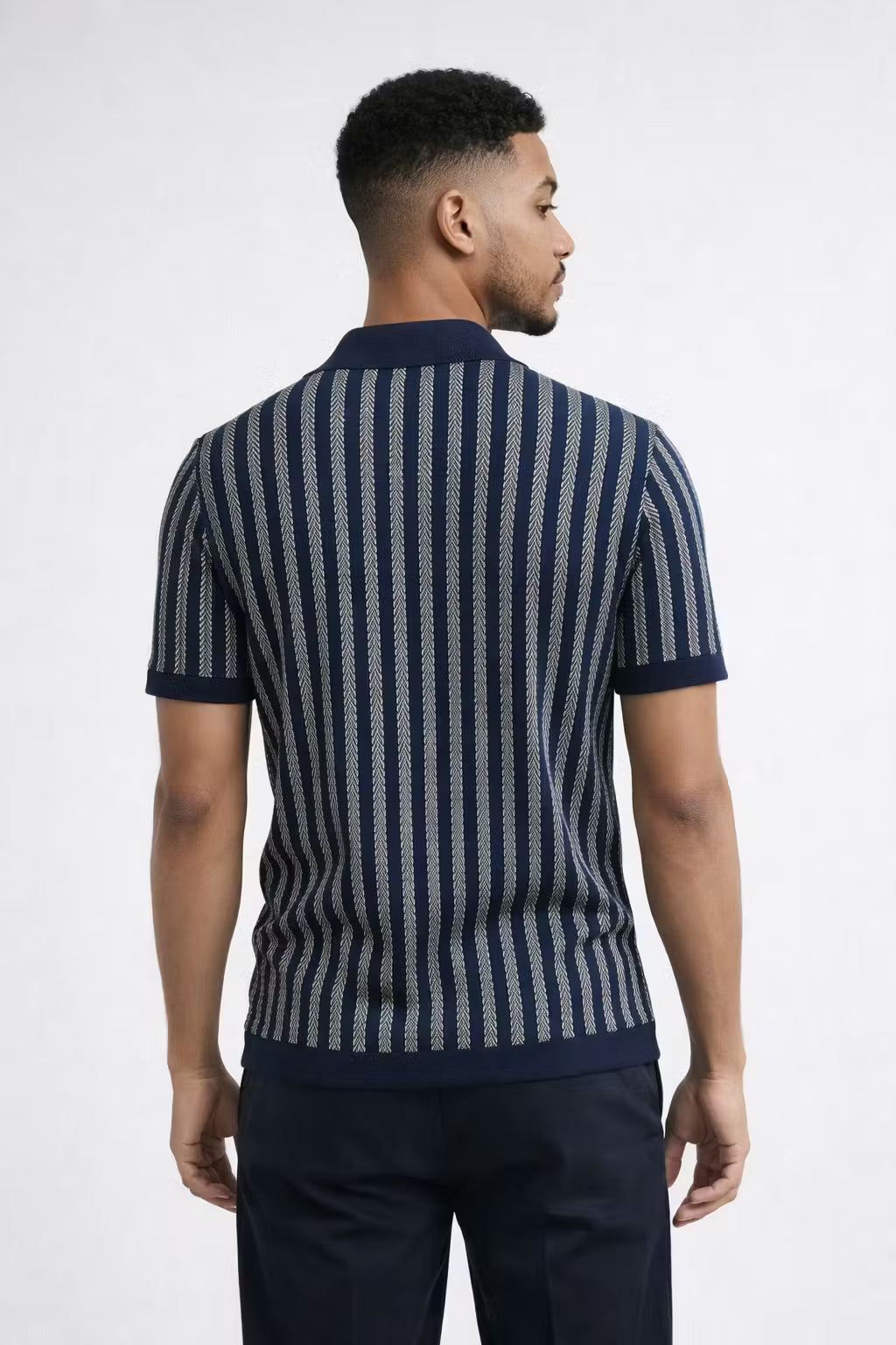Chevron Jacquard Knit Polo Shirt