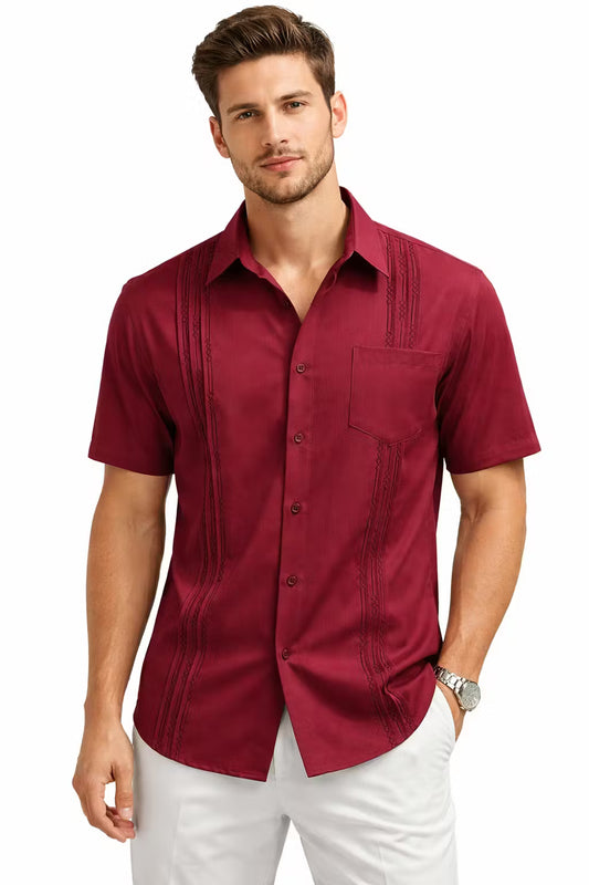 Embroidered Stripe Long Sleeve Button Shirt