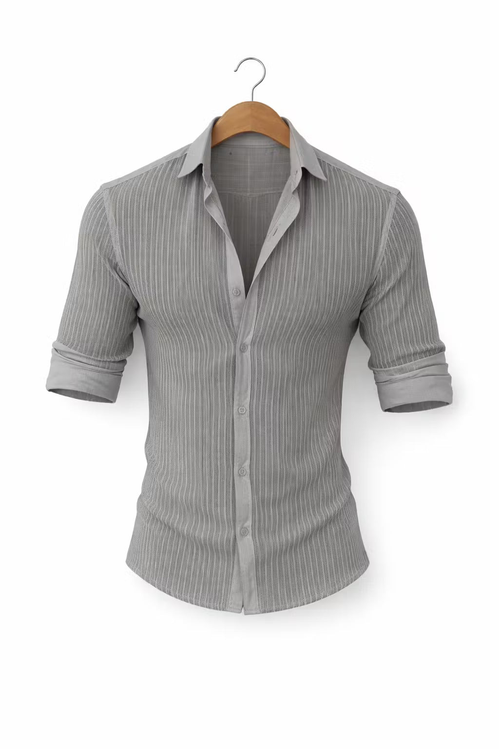 Textured Rib Dress Button Shirt