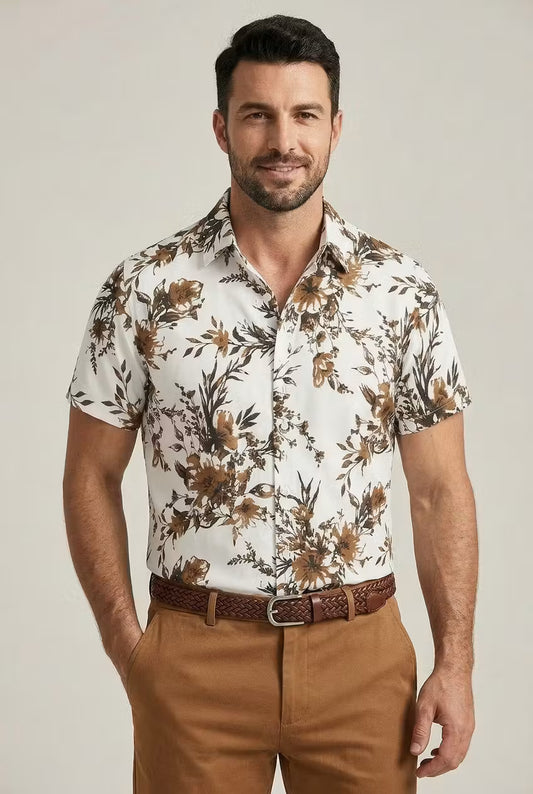 Camisa resort floral Sandstone