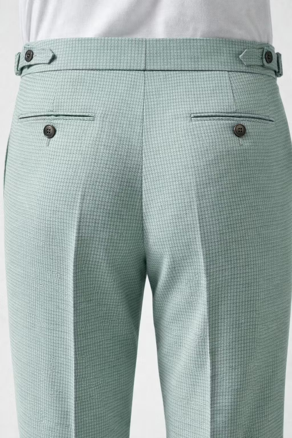 Waffle Texture High-Waist Pleated Trousers
