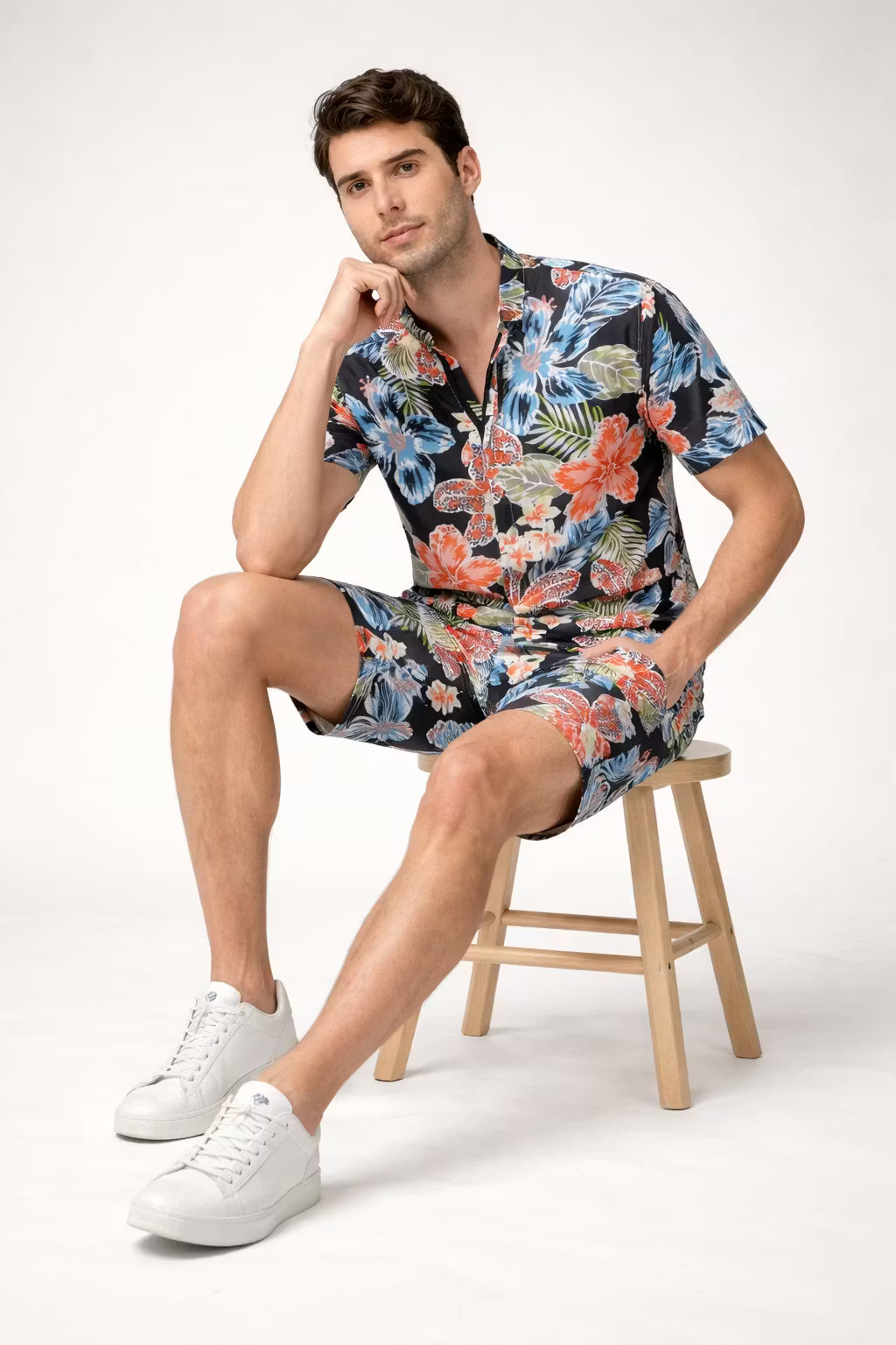 Tropical Floral Short Sleeve Men’s Romper