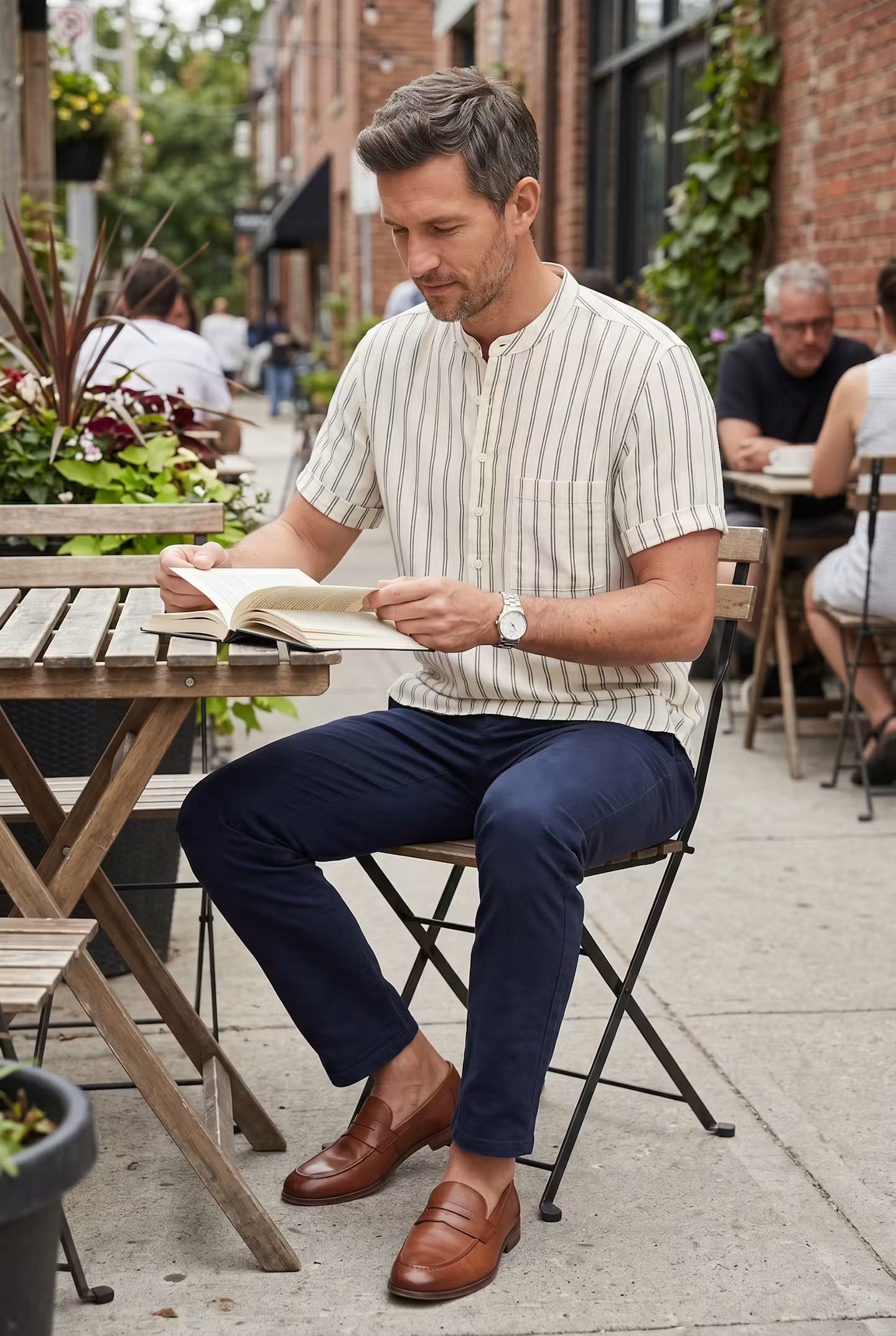 Alden Stripe Grand Collar Shirt