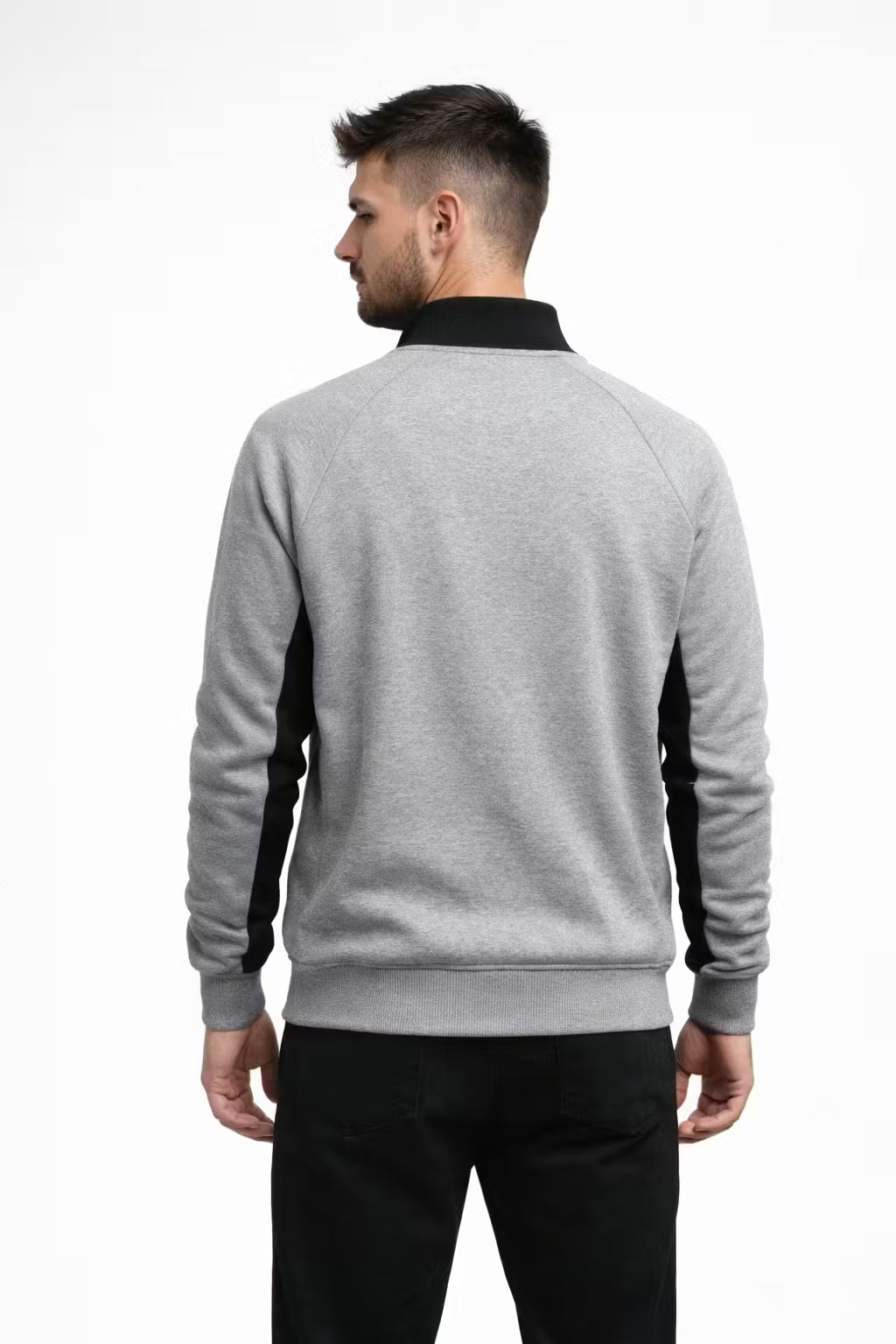 Men’s Quarter Zip Long Sleeve Pullover with Patched Elbows