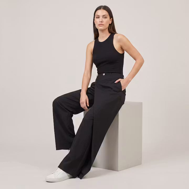 Sloane asymmetrische broek met wijde pijpen
