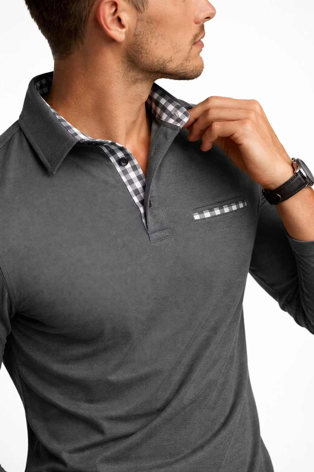 Monroe Plaid Trim Polo Shirt
