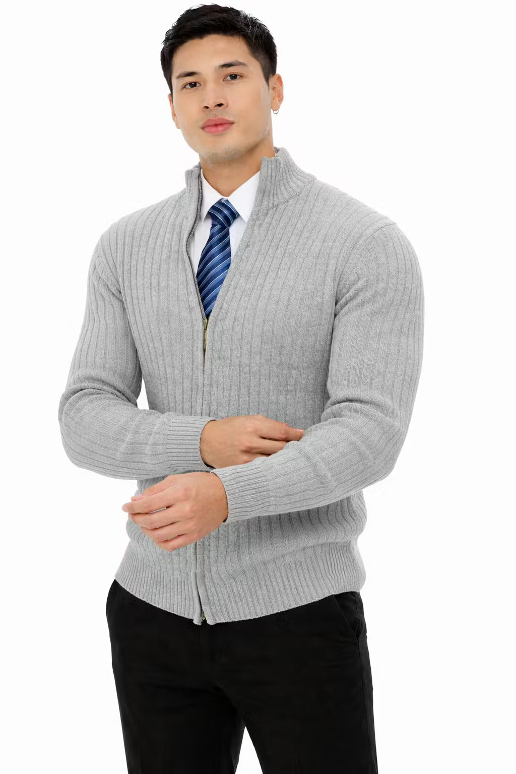 Men's Ribbed Zip Knit Cardigan