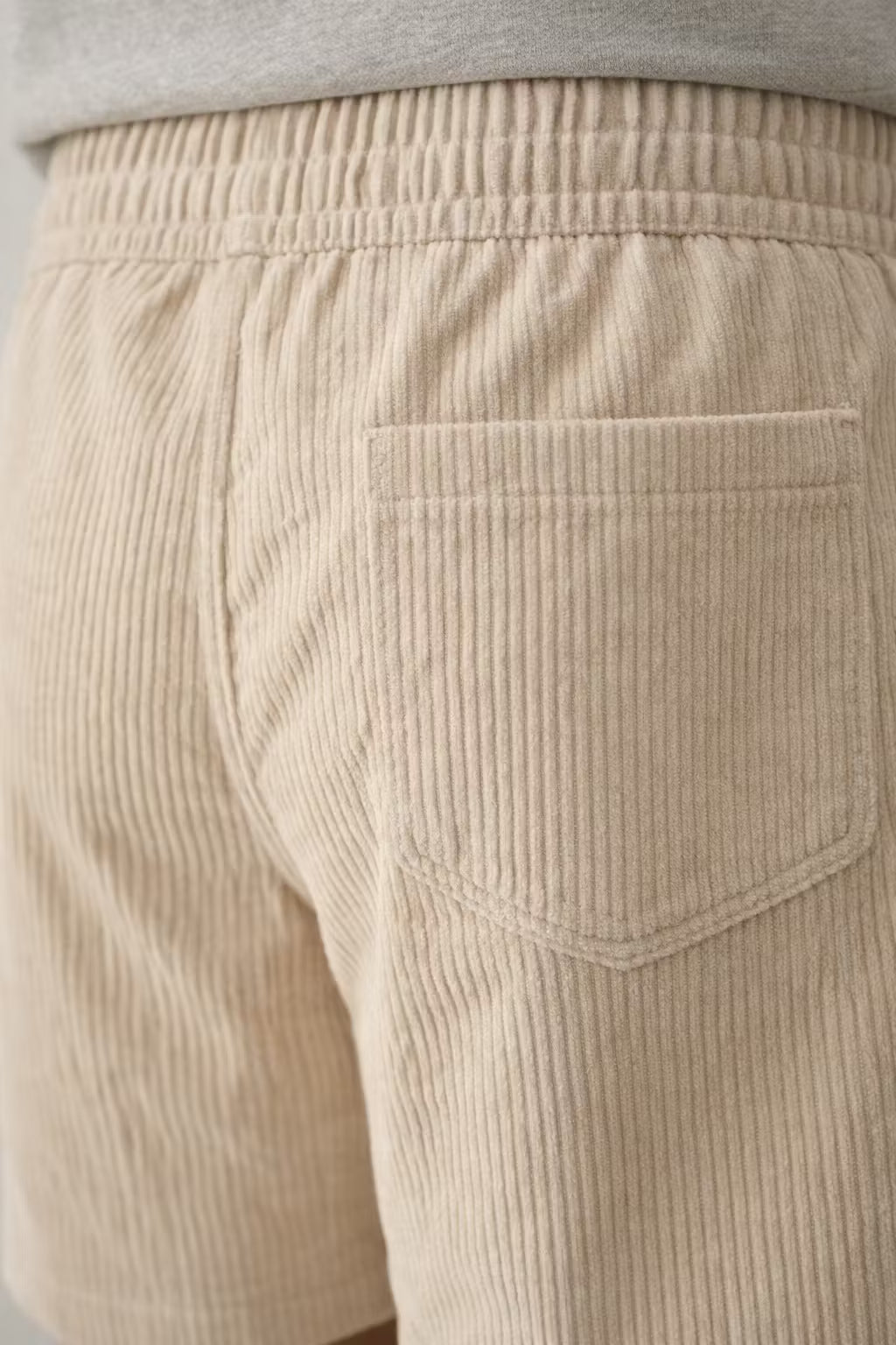 Ribbed Corduroy Drawstring Shorts