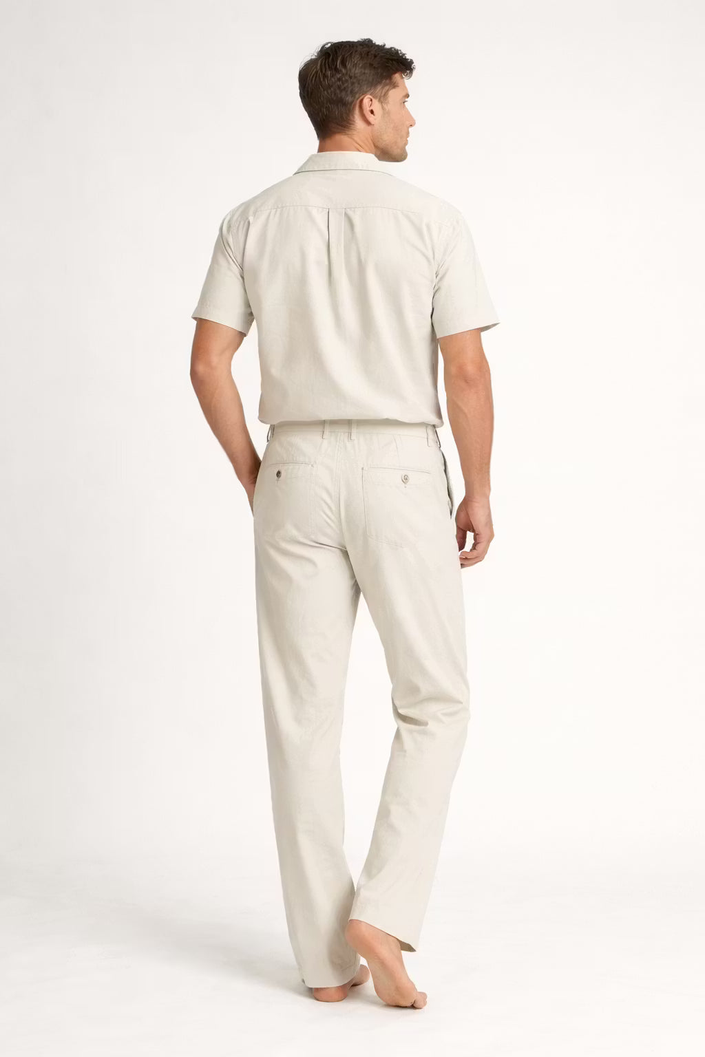 Textured Woven Short Sleeve Shirt and Wide Leg Trousers Set