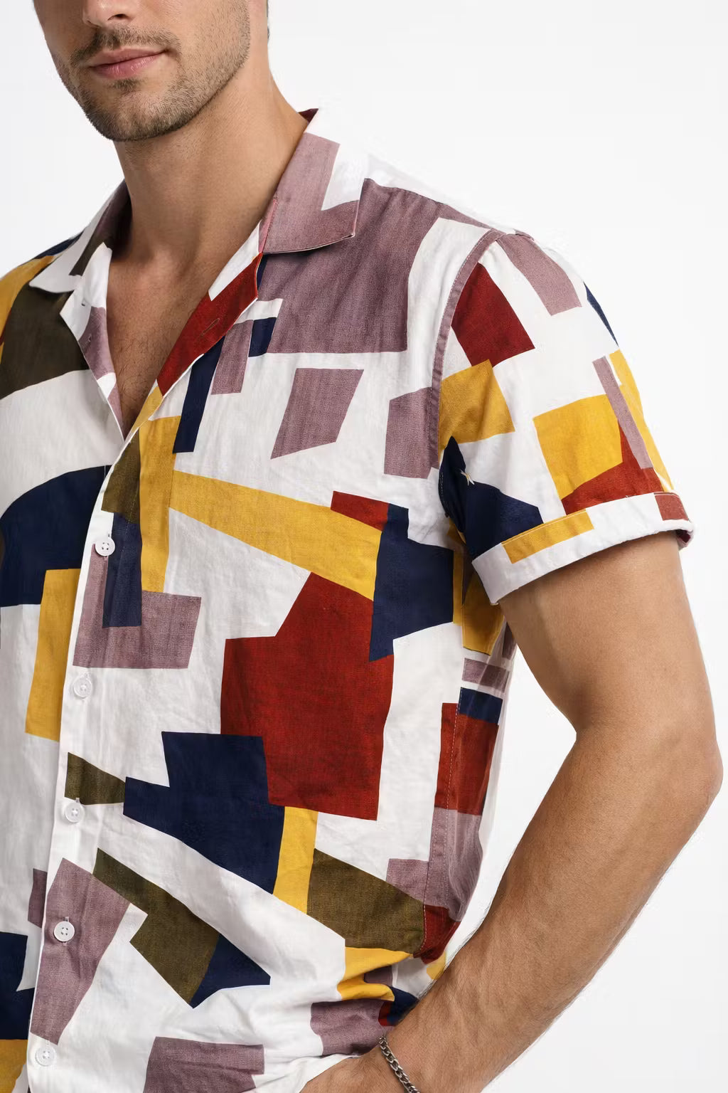 Abstract Print Short Sleeve Button Shirt
