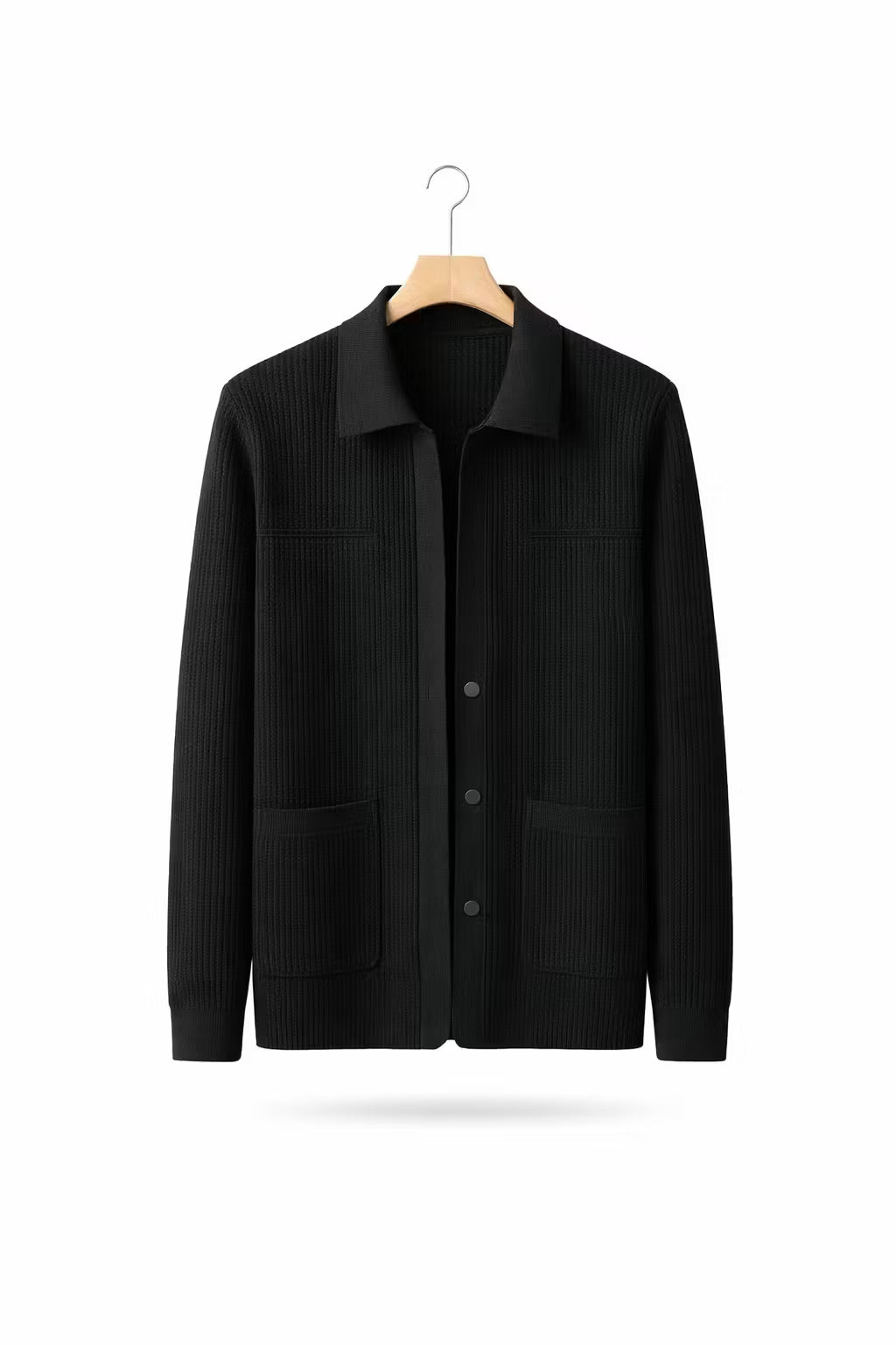 Rib Knit Button-Front Cardigan Jacket