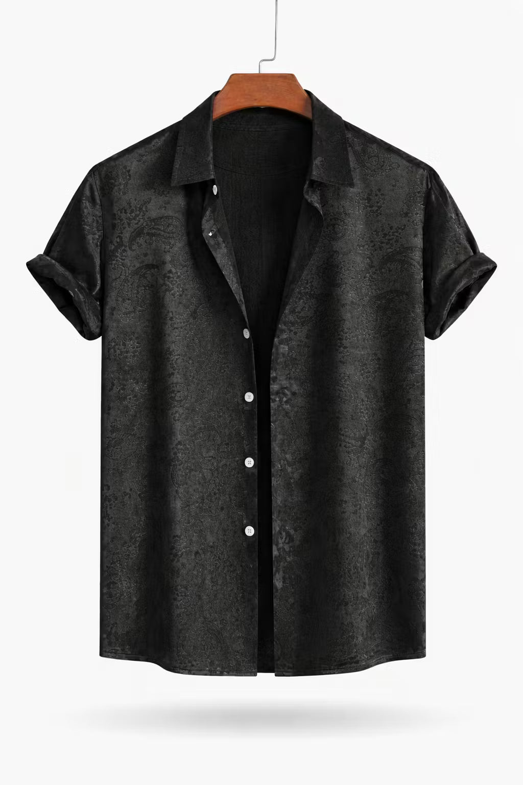 Paisley Jacquard Short Sleeve Button Shirt