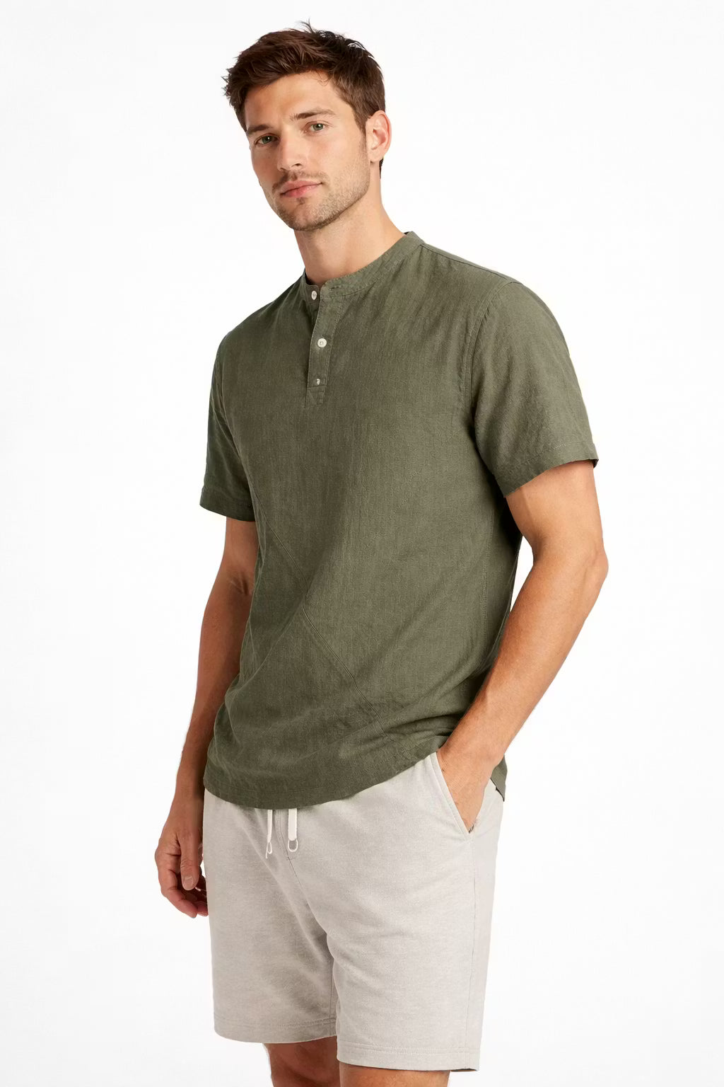 Men’s Linen Home Henley Shirt