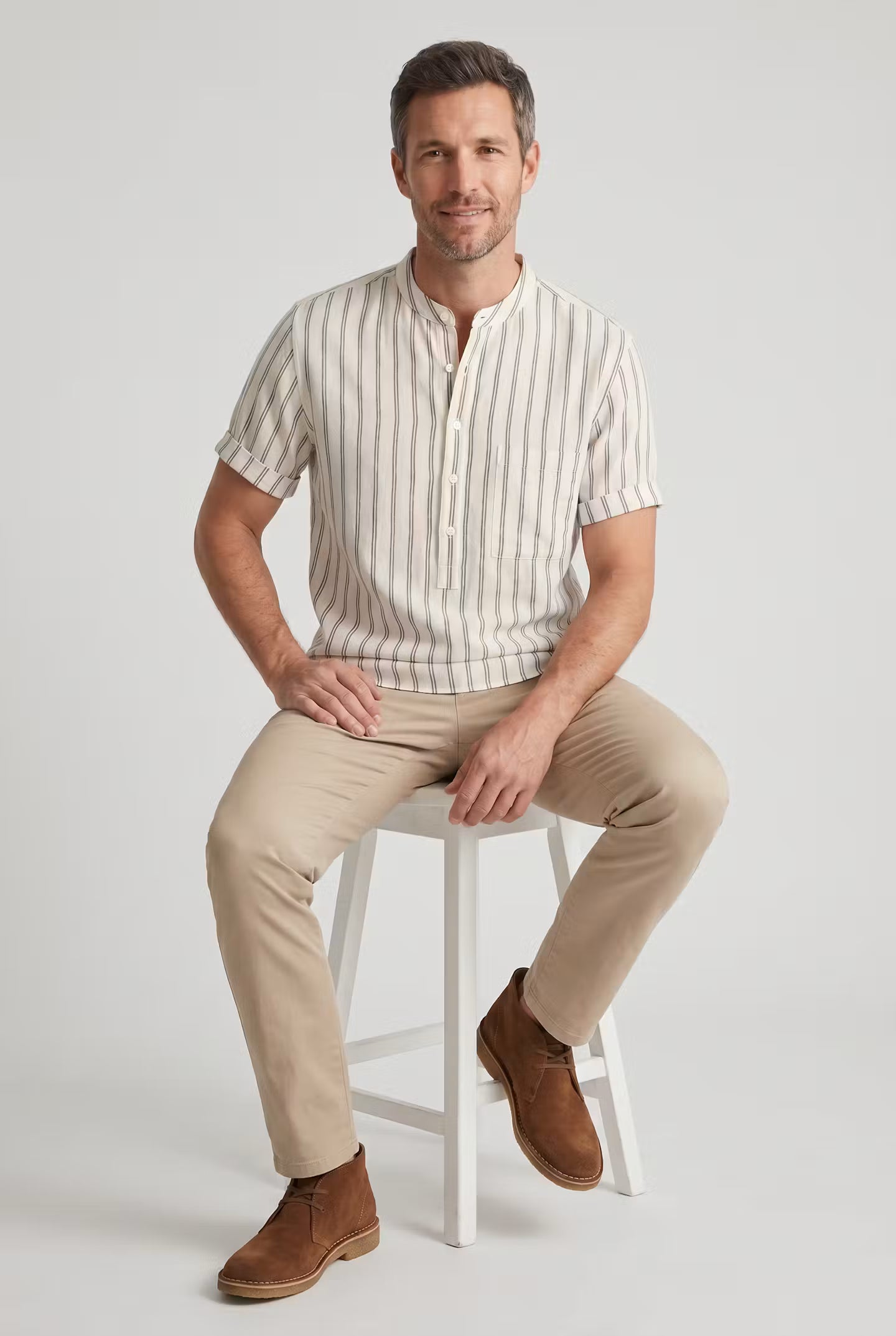 Alden Stripe Grand Collar Shirt