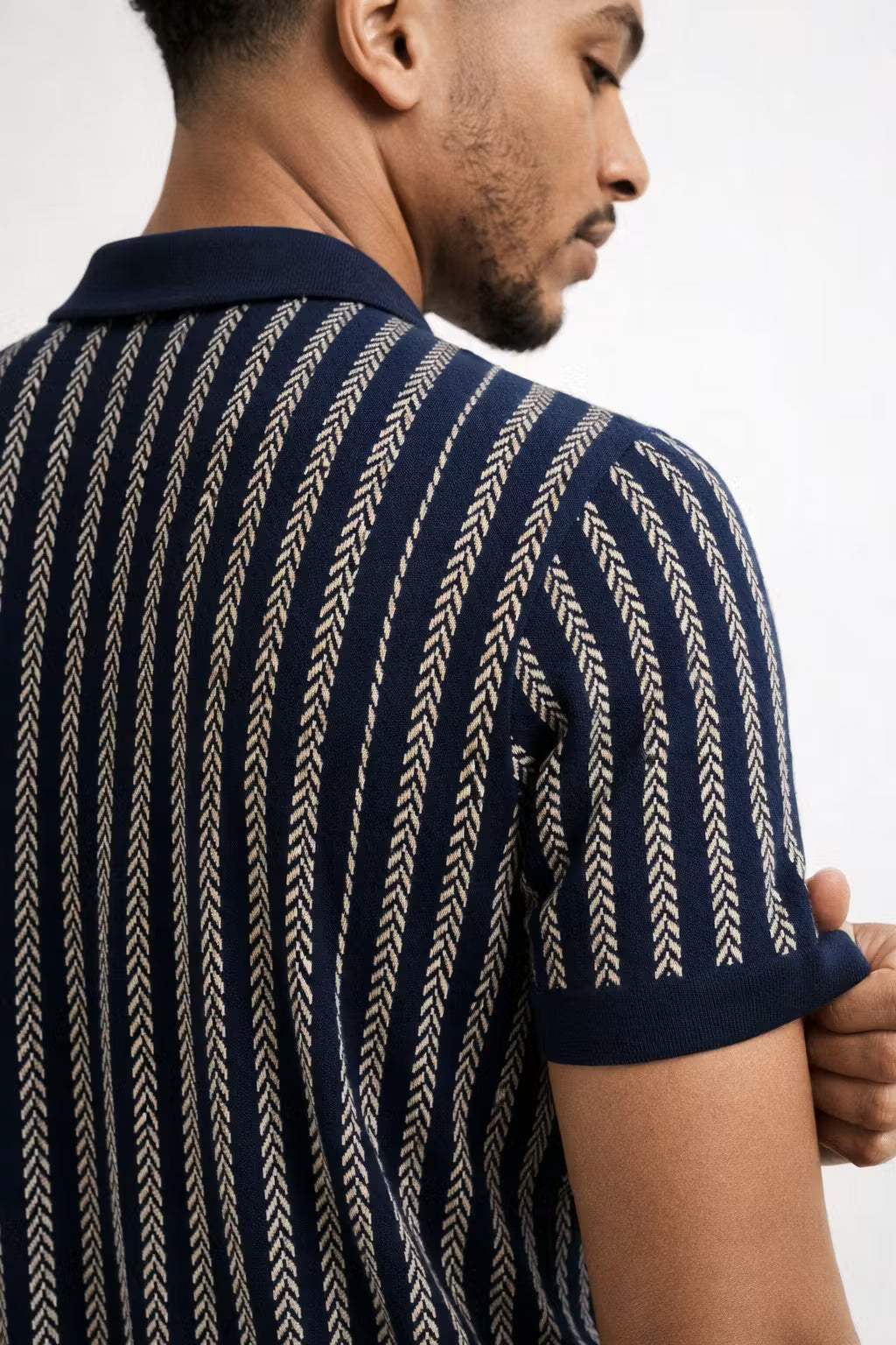 Chevron Jacquard Knit Polo Shirt