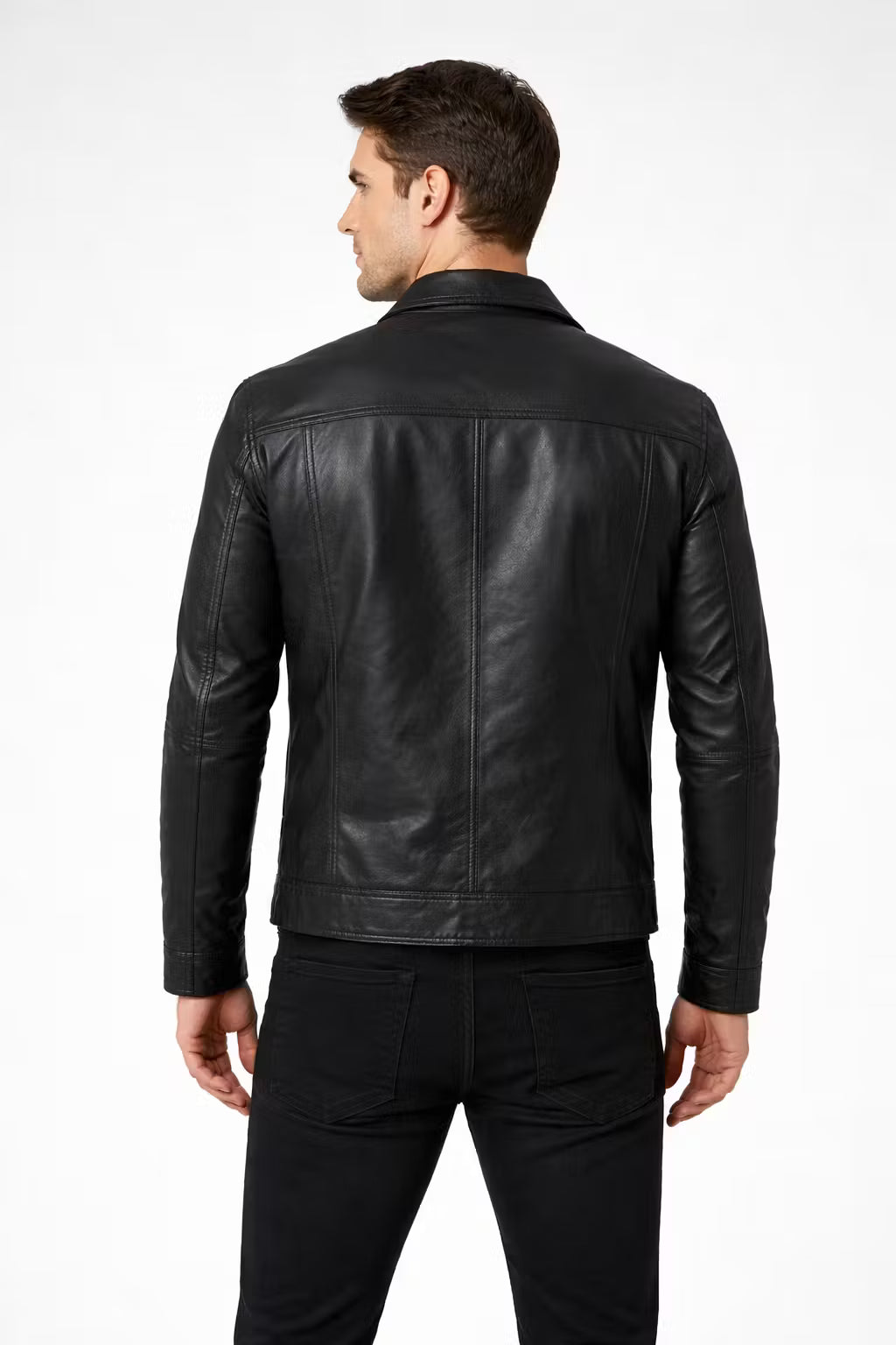 Men’s Black Coated Textile Zip Jacket with Structured Panel