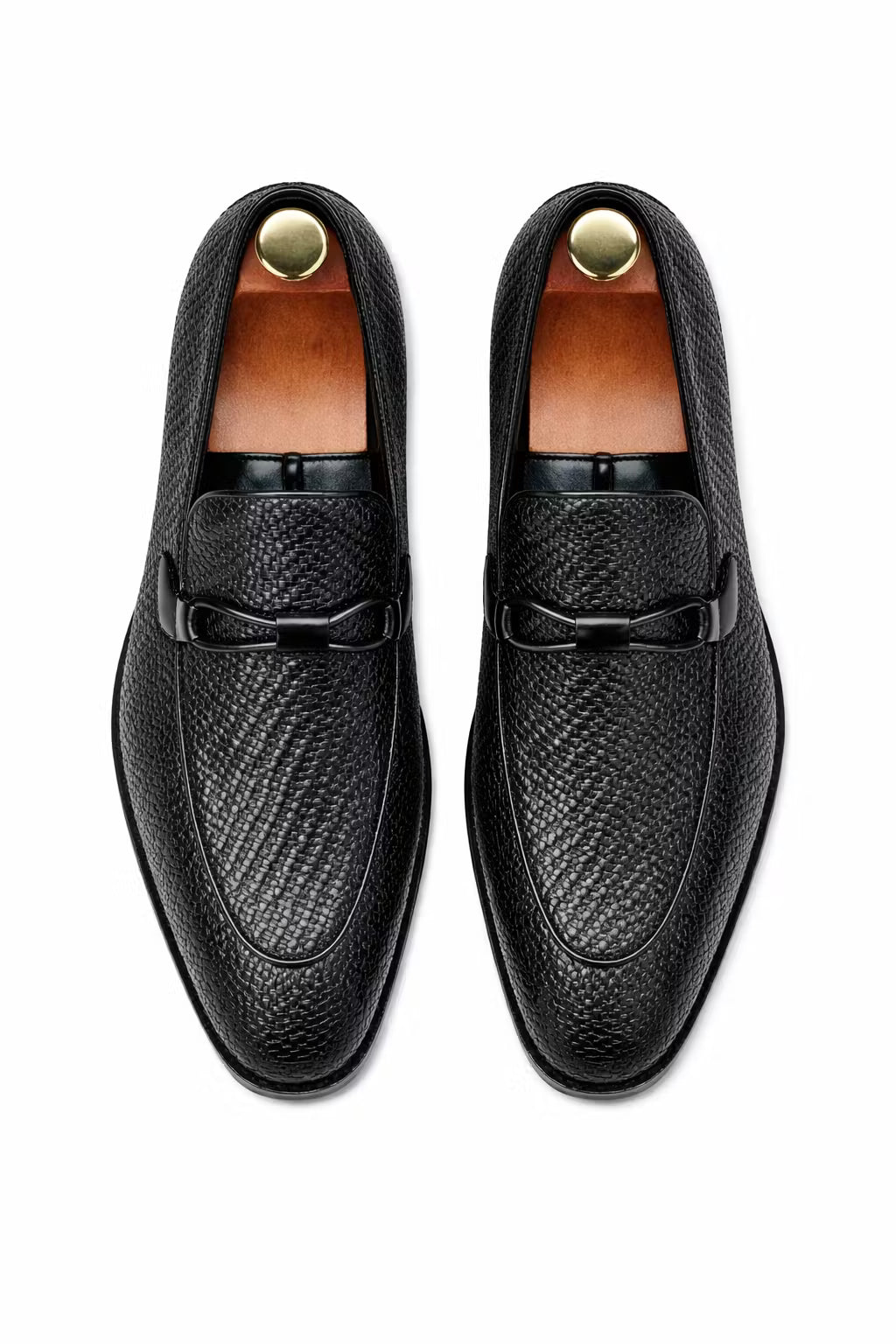 Textured Leather Horsebit Loafers