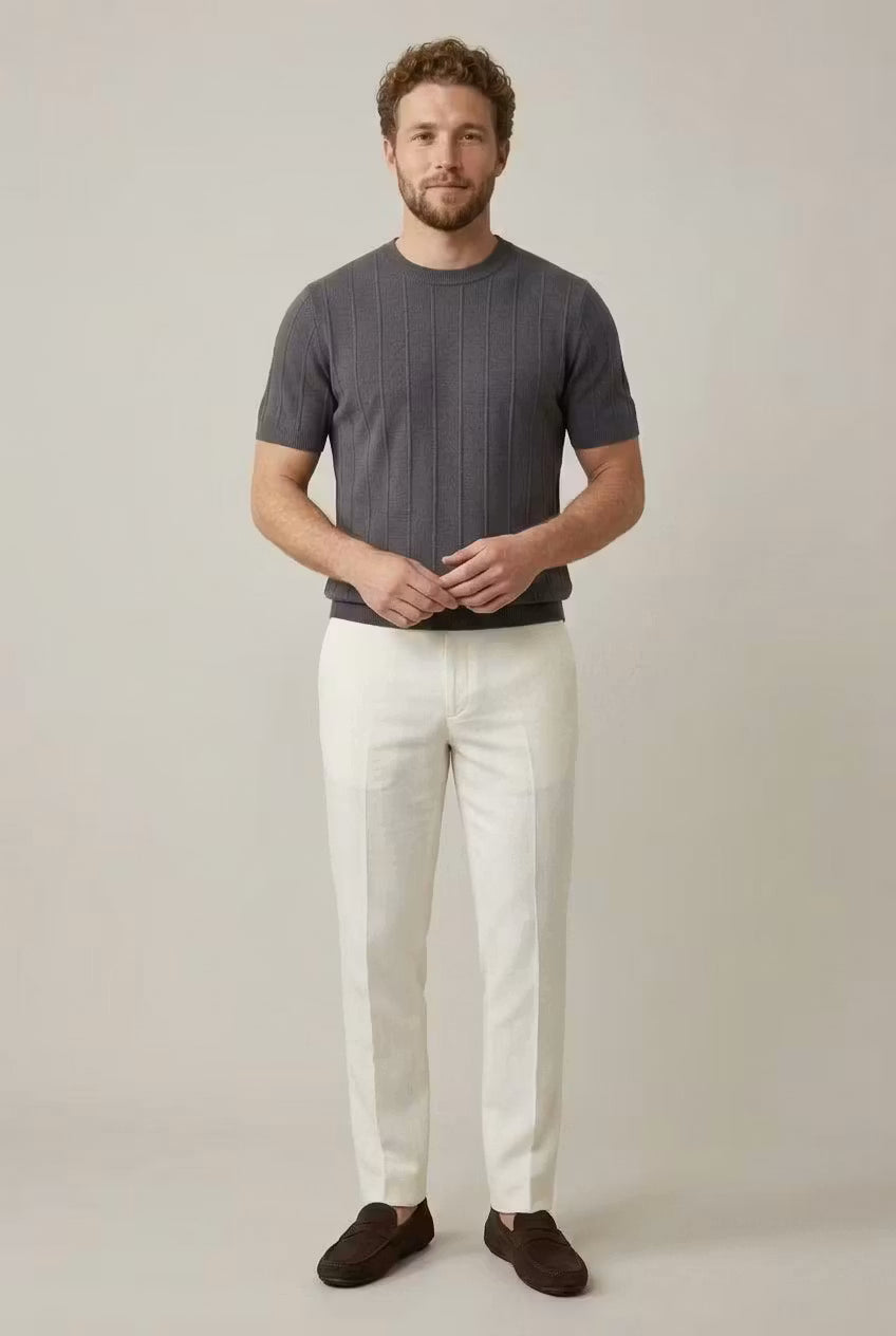 Men’s Vertical Rib Knit Short Sleeve Shirt