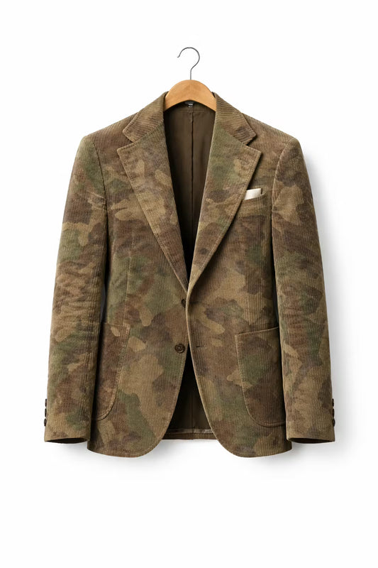 Getextureerde camouflage corduroy blazer