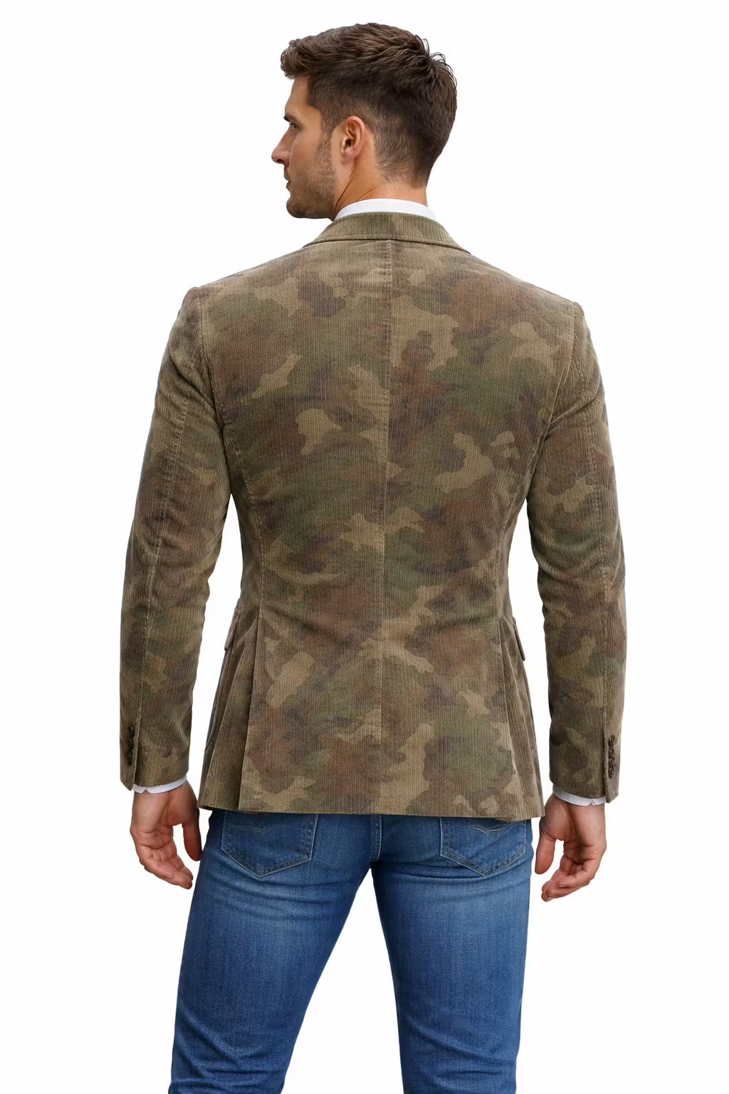 Camouflage Corduroy Textured Blazer