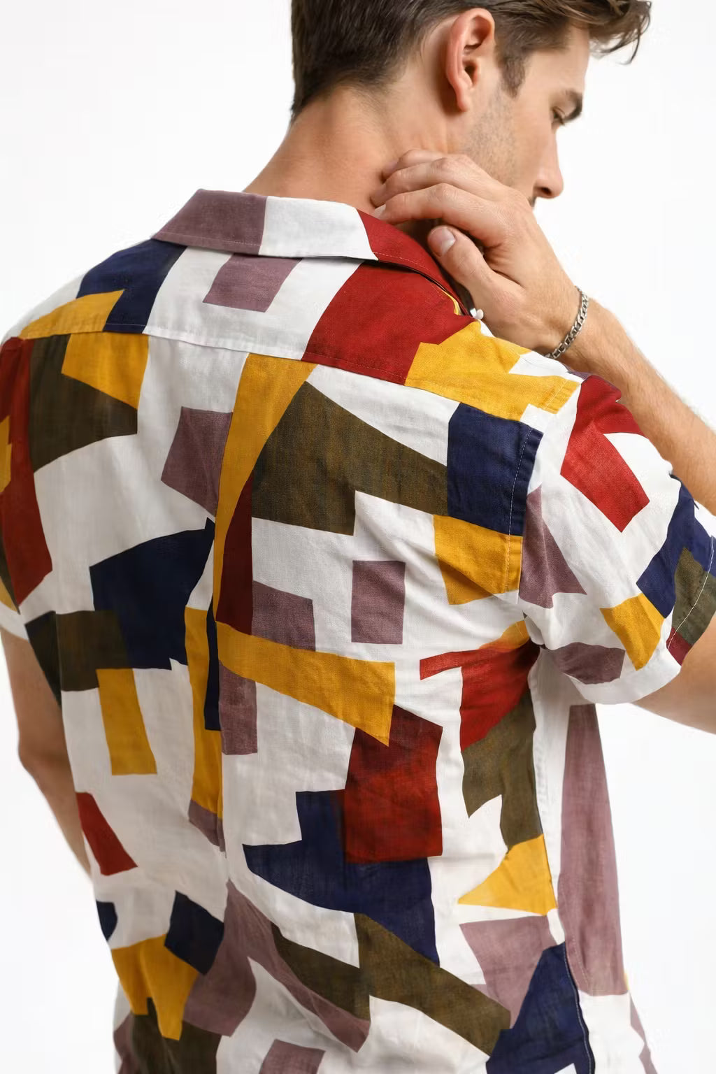 Abstract Print Short Sleeve Button Shirt