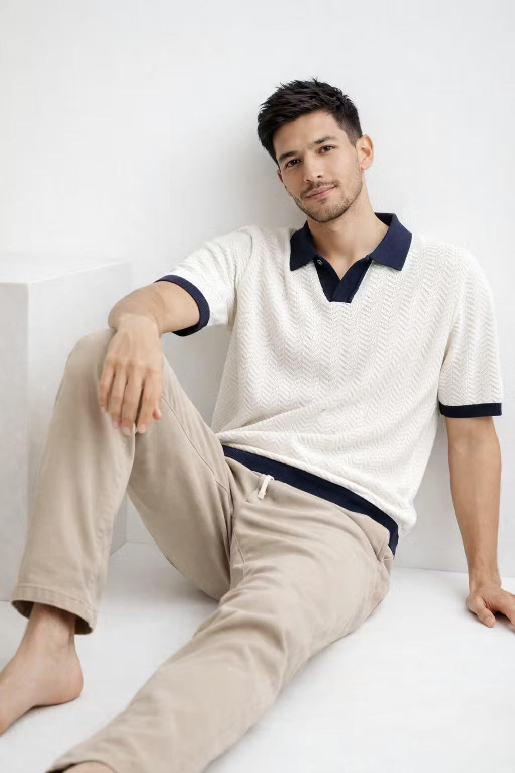 Men’s Textured Knit Polo Shirt