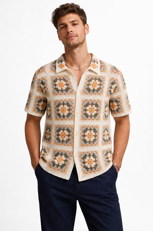Heritage Grid Crochet Button Shirt