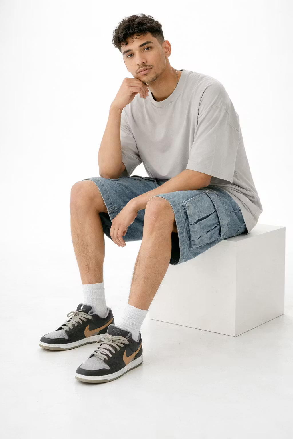 Utility Fade Cargo Denim Shorts