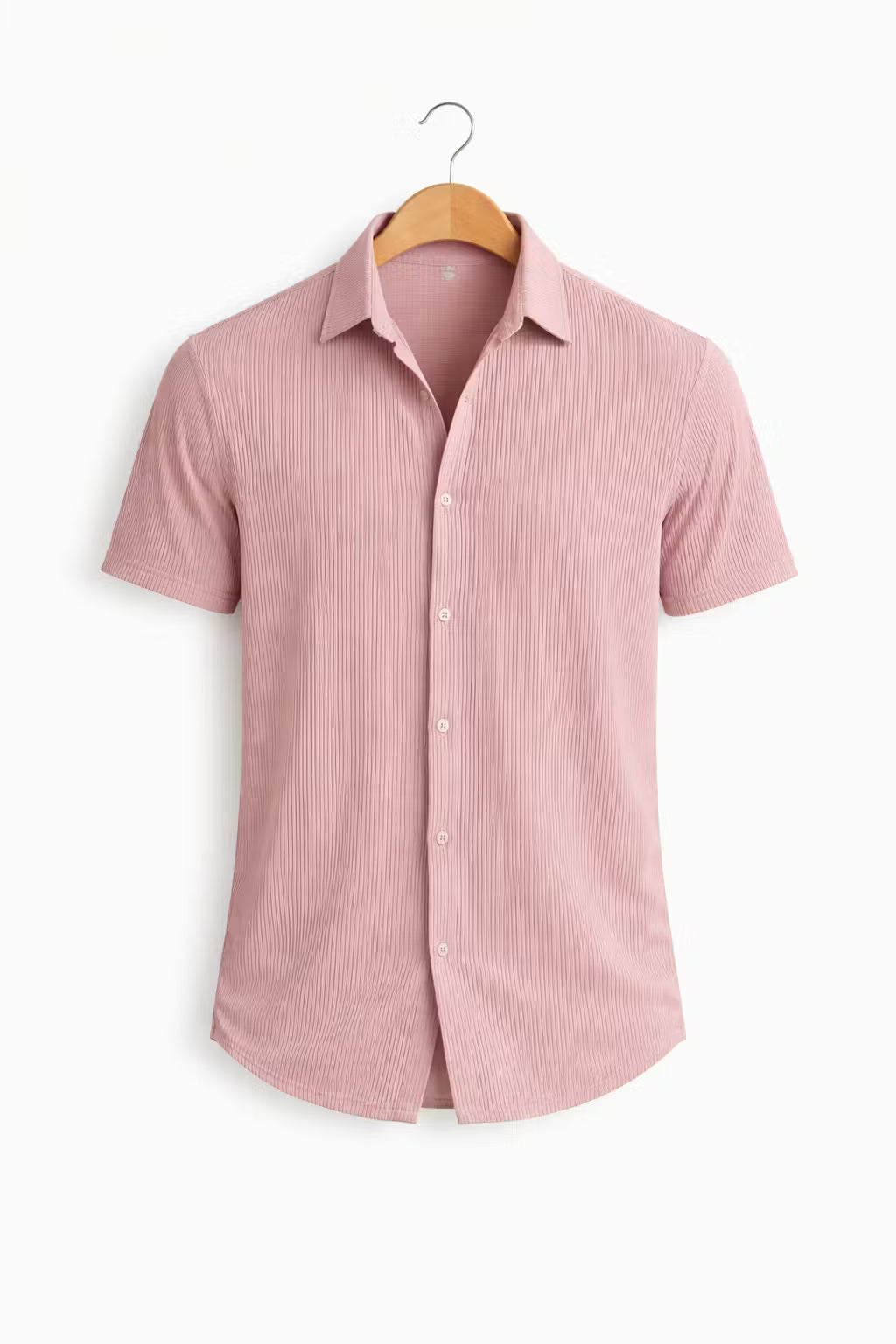 Vertical Textured Short Sleeve Button Shirt
