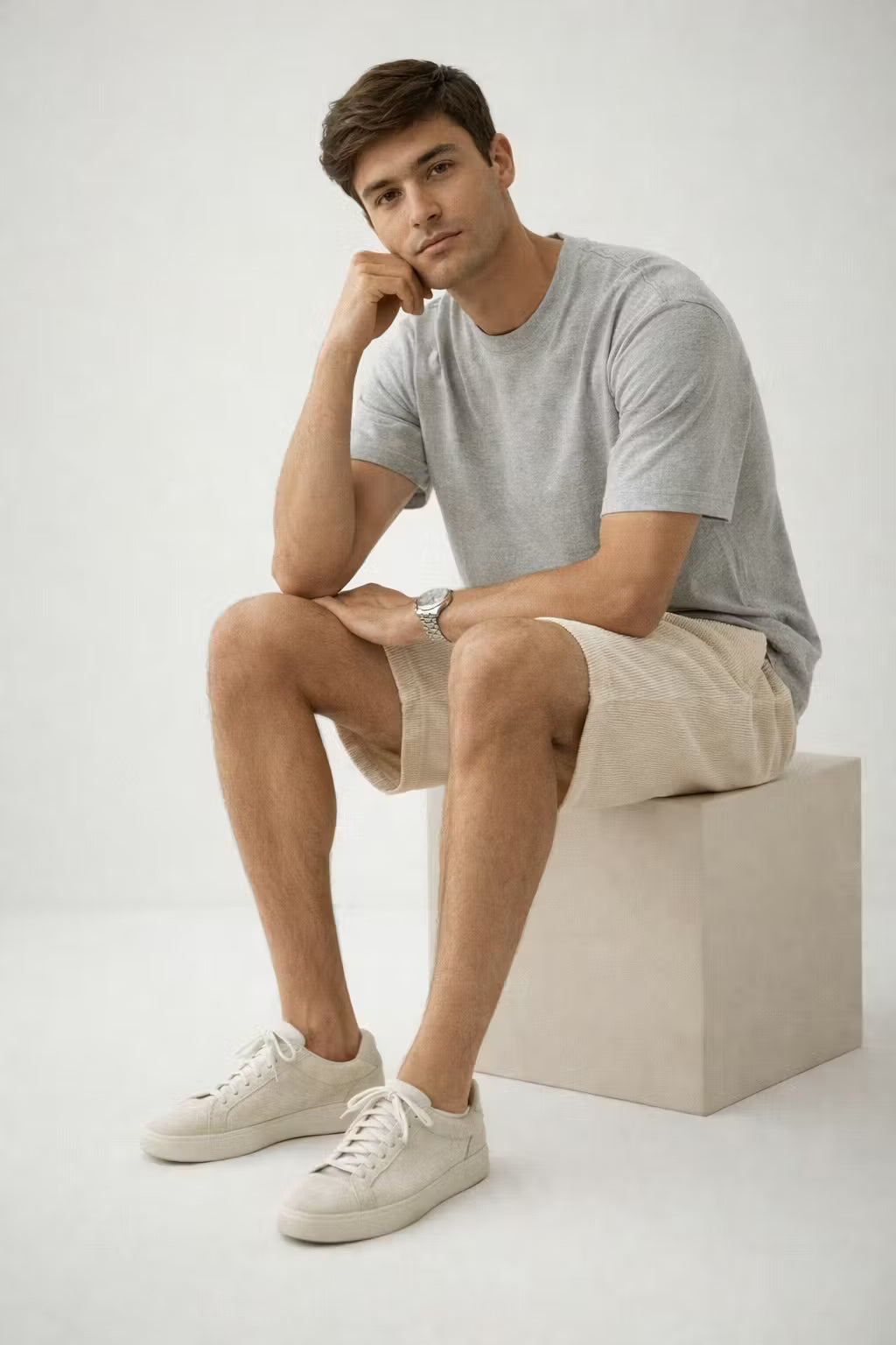 Ribbed Corduroy Drawstring Shorts