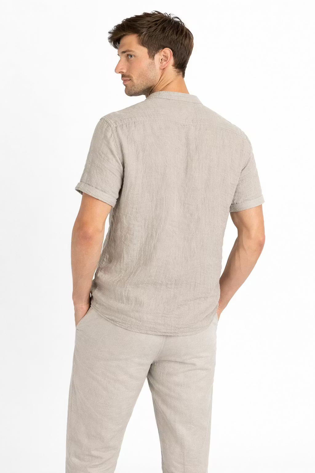Men’s Linen Home Lounge Henley Shirt