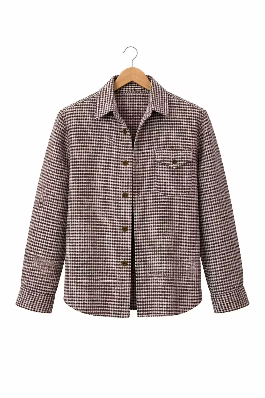 Textured Check Button Shirt Jacket