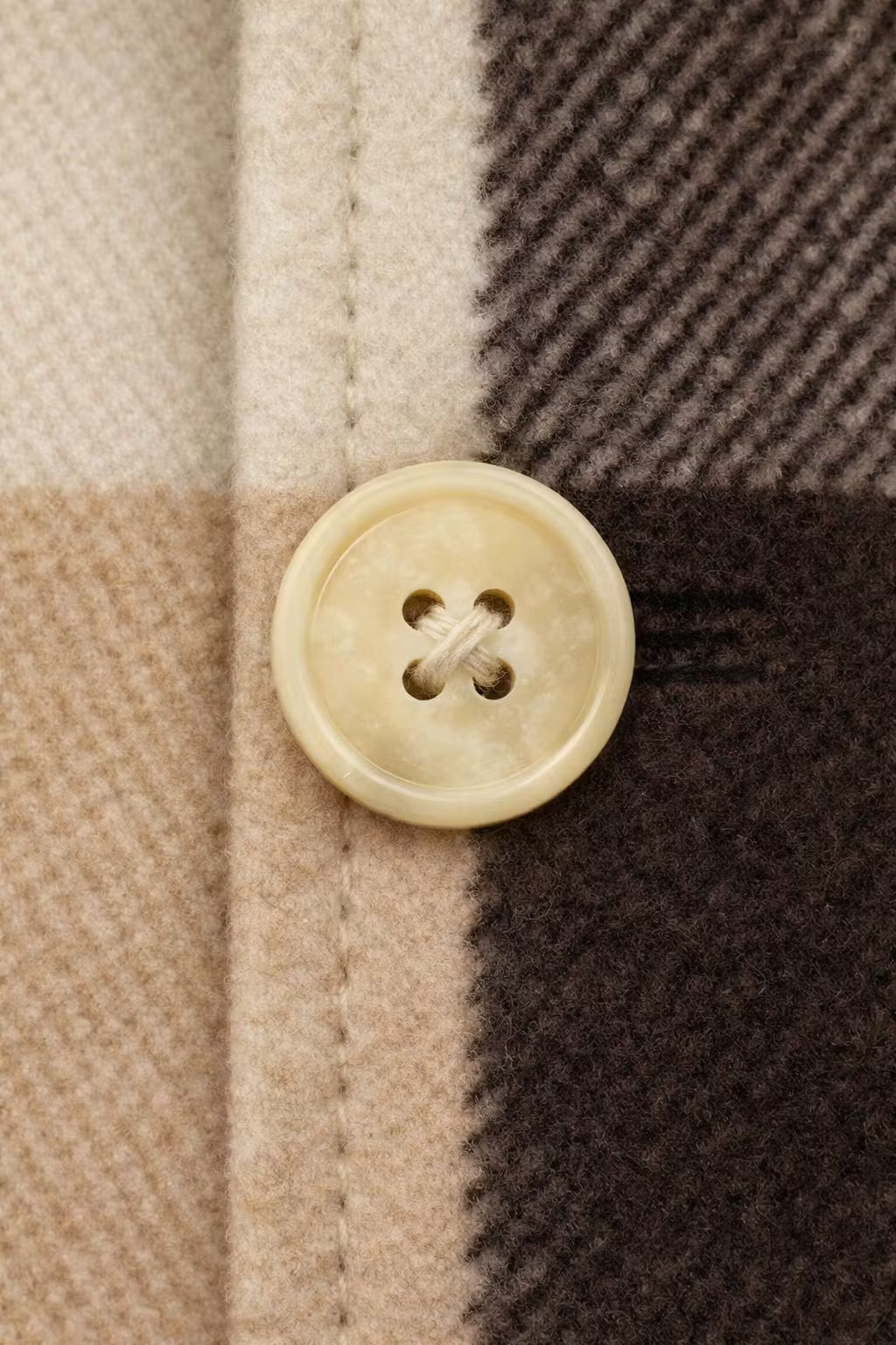 Check Pattern Wool Blend Overshirt Jacket